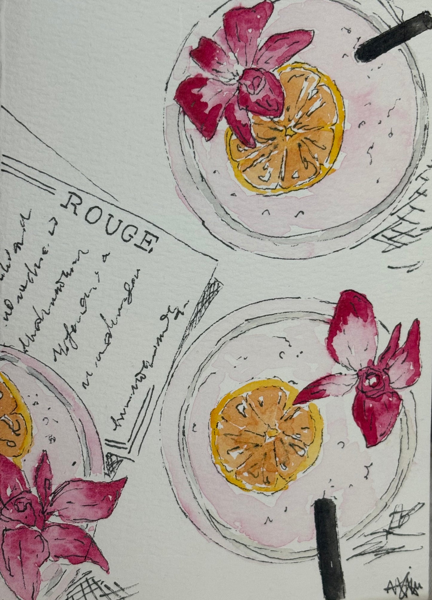 Tropical drinks watercolor