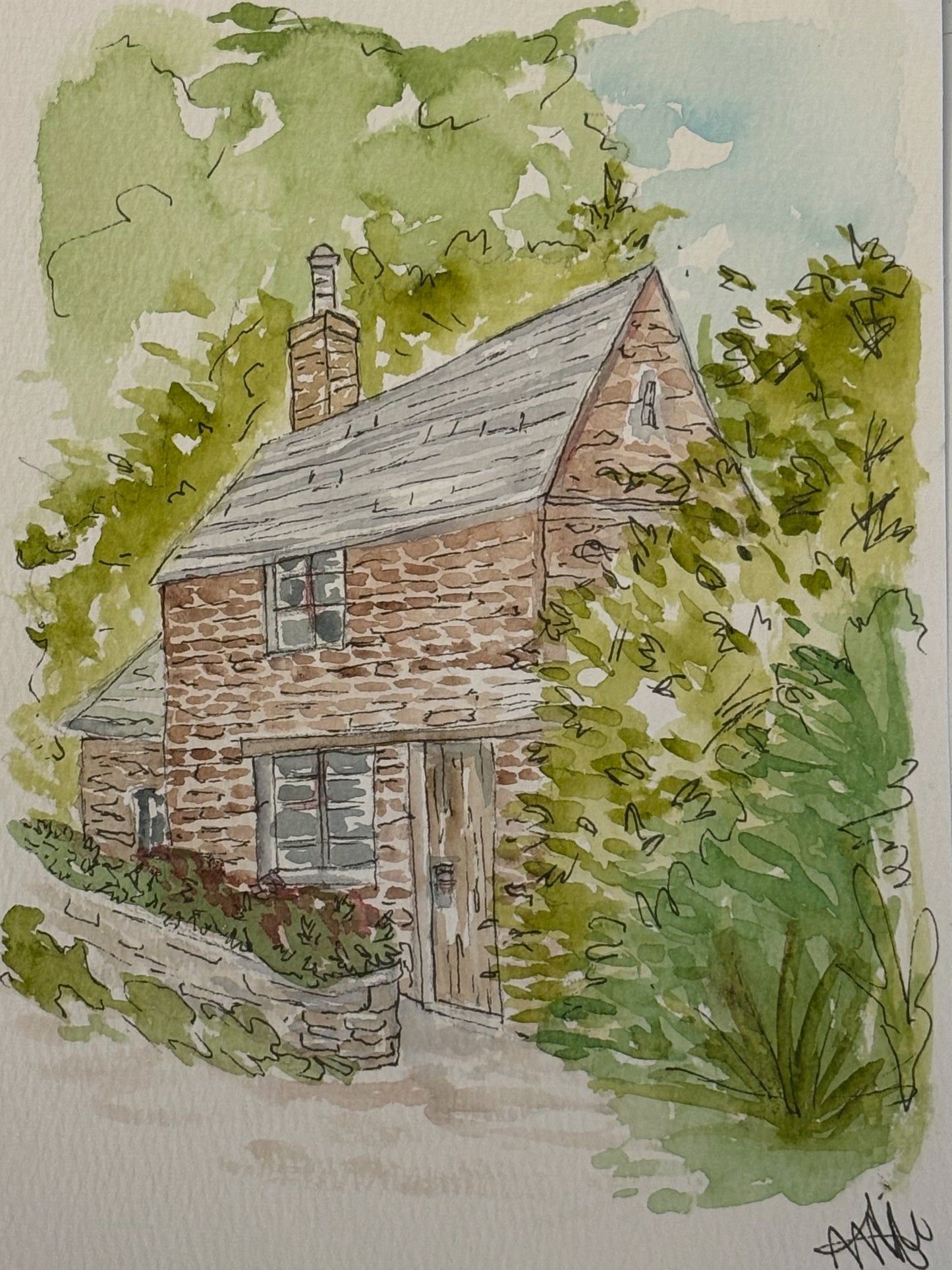 French countryside watercolor