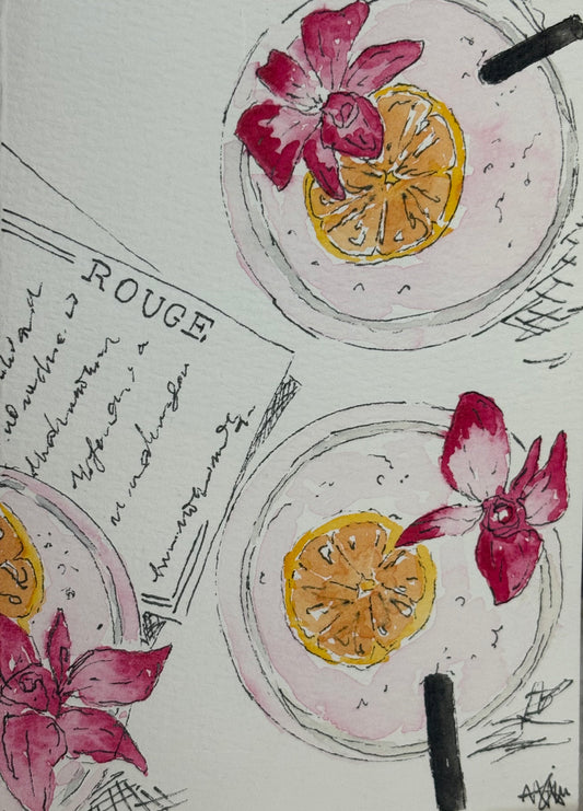 Tropical drinks watercolor