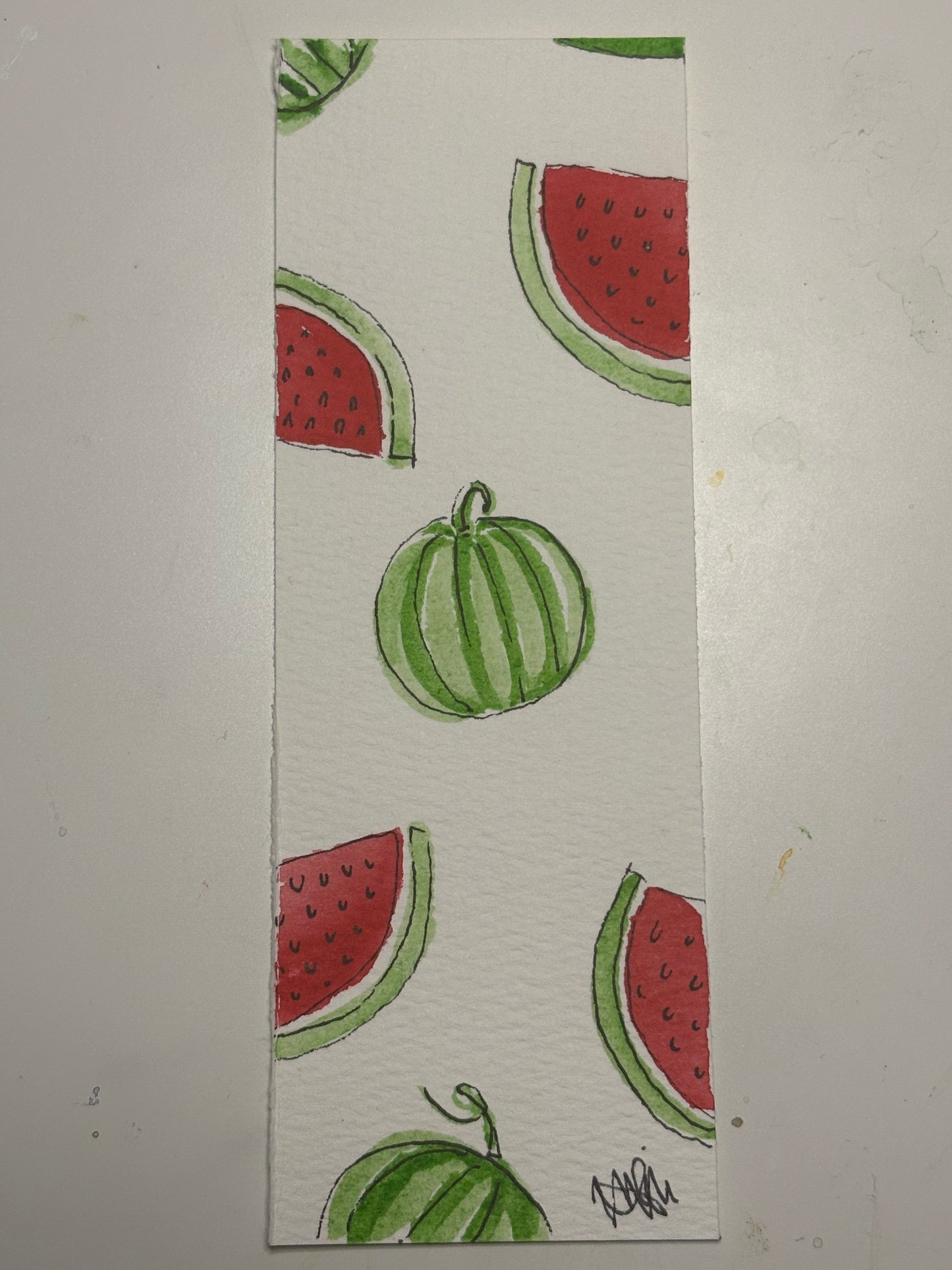 Watermelon watercolor bookmark