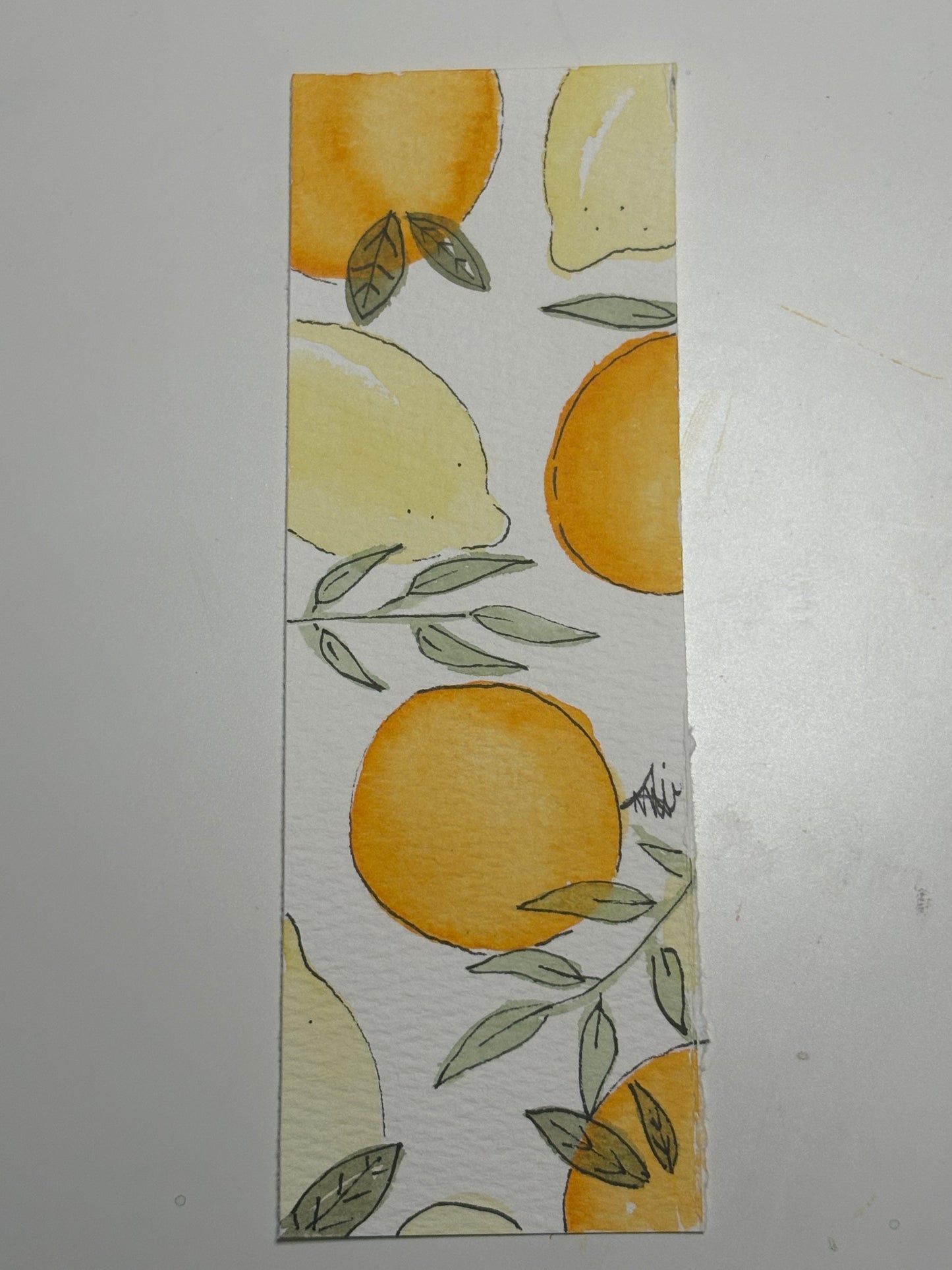 Citrus watercolor bookmark