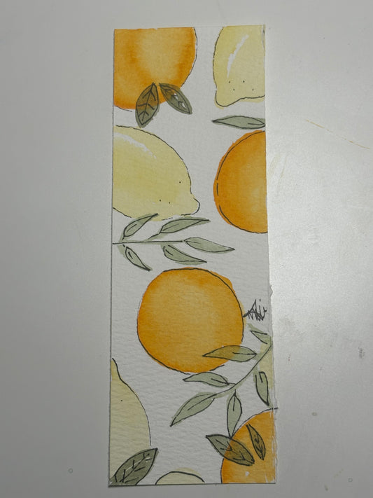 Citrus watercolor bookmark