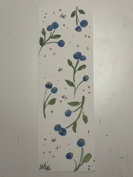 Blueberry watercolor bookmark